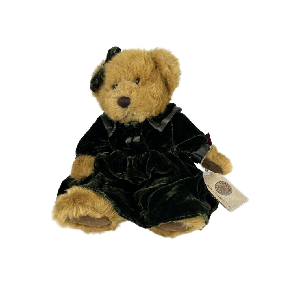 Russ Vtg Collection 11" Teddy Bear Green Velvet Dress Lady Larissa Certificate